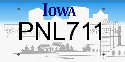 PNL711 Iowa License Plate