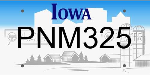 PNM325 Iowa License Plate