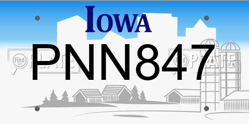 PNN847 Iowa License Plate
