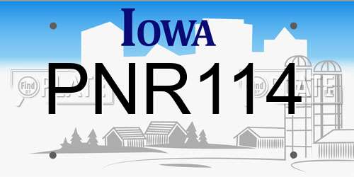 PNR114 Iowa License Plate