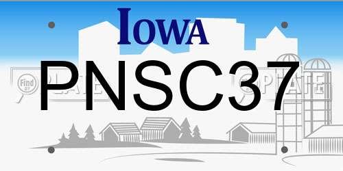 PNSC37 Iowa License Plate