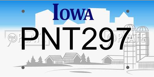PNT297 Iowa License Plate