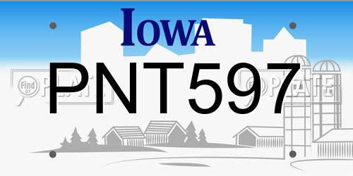PNT597 Iowa License Plate