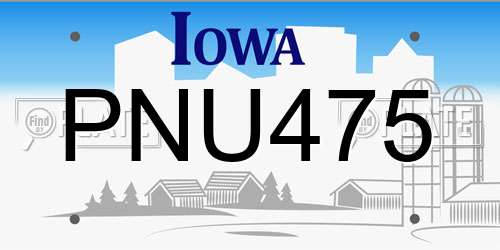 PNU475 Iowa License Plate