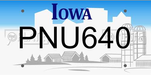 PNU640 Iowa License Plate