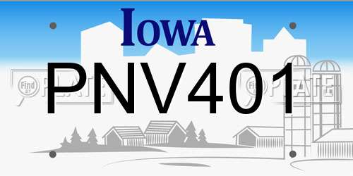 PNV401 Iowa License Plate