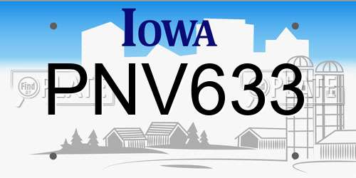 PNV633 Iowa License Plate