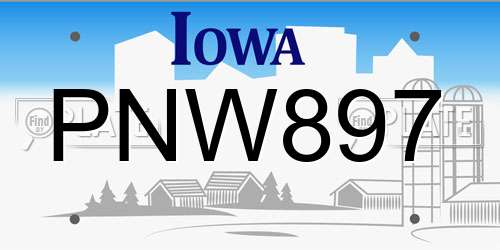 PNW897 Iowa License Plate