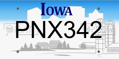 PNX342 Iowa License Plate