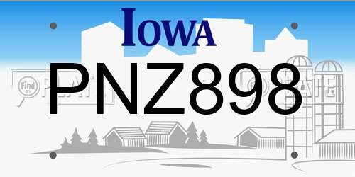PNZ898 Iowa License Plate