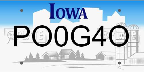 PO0G4O Iowa License Plate