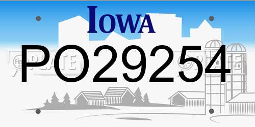 PO29254 Iowa License Plate