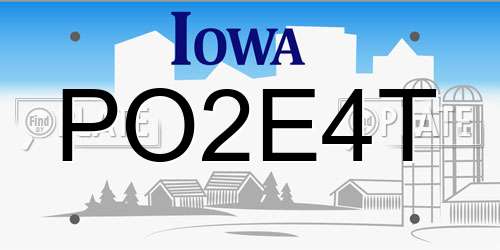 PO2E4T Iowa License Plate