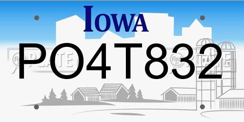 PO4T832 Iowa License Plate