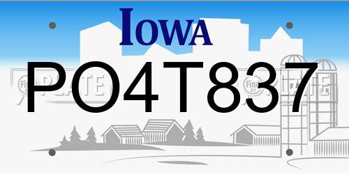 PO4T837 Iowa License Plate