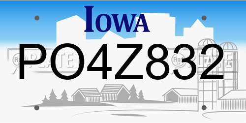 PO4Z832 Iowa License Plate