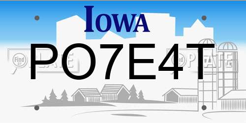 PO7E4T Iowa License Plate