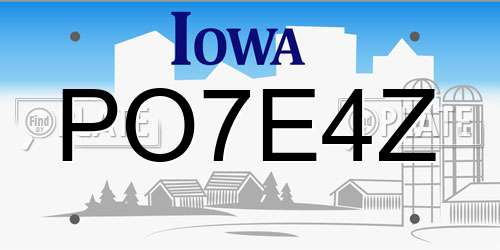 PO7E4Z Iowa License Plate
