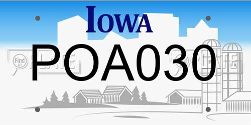 POA030 Iowa License Plate