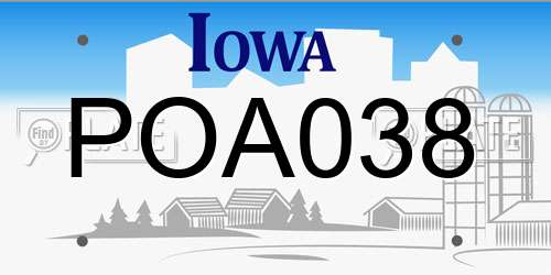 POA038 Iowa License Plate