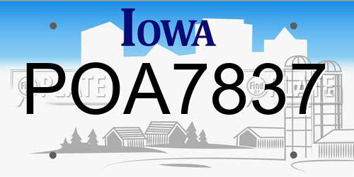 POA7837 Iowa License Plate