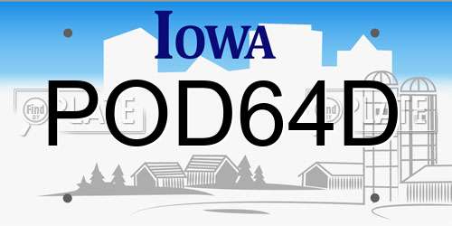 POD64D Iowa License Plate