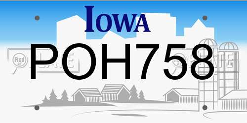 POH758 Iowa License Plate