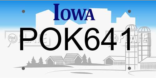 POK641 Iowa License Plate