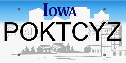 POKTCYZ Iowa License Plate