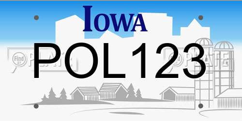 POL123 Iowa License Plate