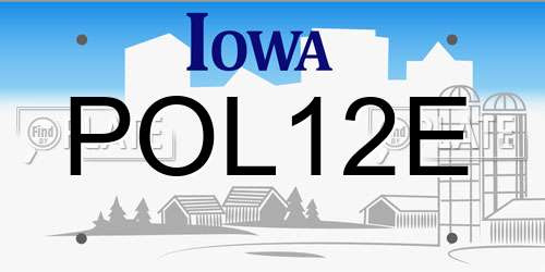 POL12E Iowa License Plate