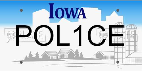 POL1CE Iowa License Plate