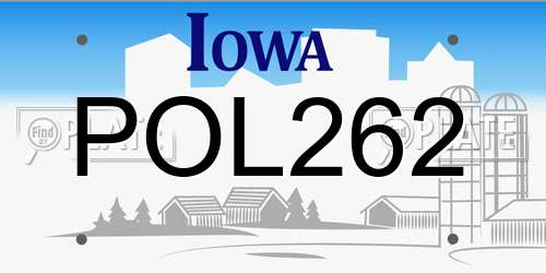 POL262 Iowa License Plate