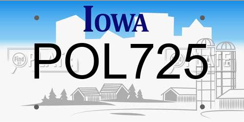 POL725 Iowa License Plate