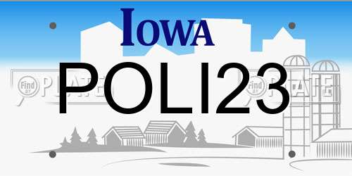 POLI23 Iowa License Plate