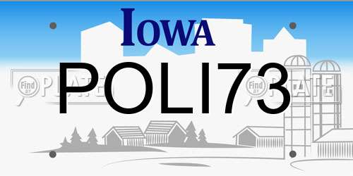 POLI73 Iowa License Plate