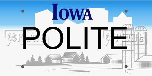 POLITE Iowa License Plate