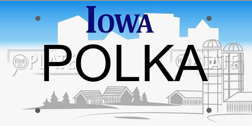 POLKA Iowa License Plate