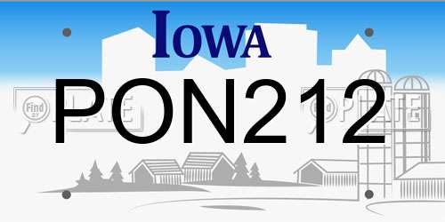 PON212 Iowa License Plate