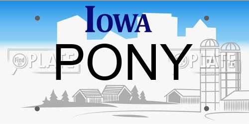 PONY Iowa License Plate