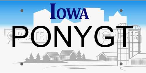 PONYGT Iowa License Plate