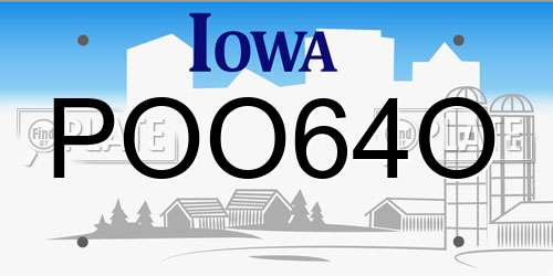 POO64O Iowa License Plate