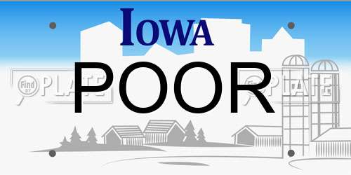 POOR Iowa License Plate