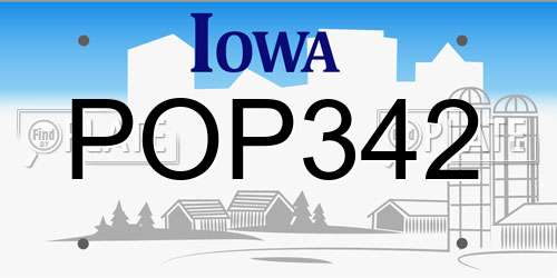 POP342 Iowa License Plate