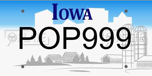 POP999 Iowa License Plate