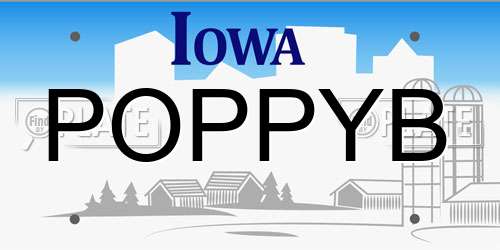 POPPYB Iowa License Plate