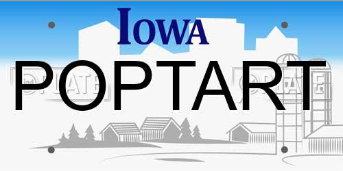 POPTART Iowa License Plate
