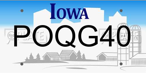 POQG40 Iowa License Plate