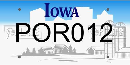 POR012 Iowa License Plate