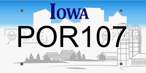 POR107 Iowa License Plate